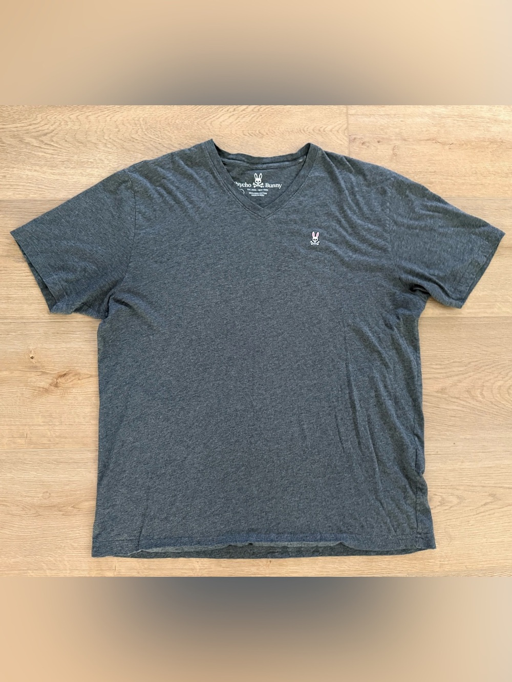 Psycho Bunny Pima Cotton V-Neck Tee Charcoal Gray Men’s 2XL